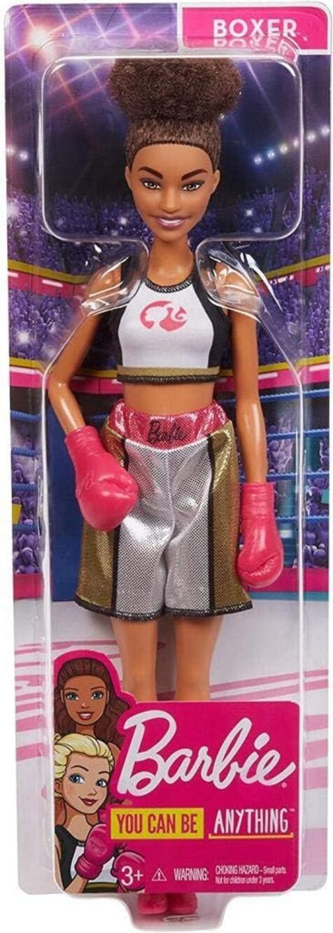 Barbie Boxer Brunette Doll with Boxing Outfit and Pink Boxing Gloves NIB